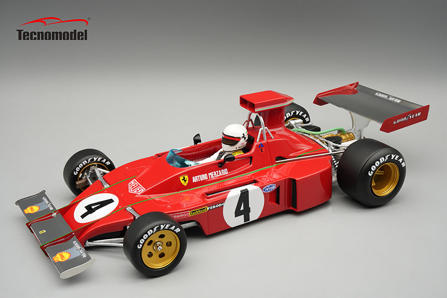Tecnomodel - 1:18 Ferrari 312 B3 No.4 Arturo Merzario Austria GP 1973 - With Driver Figure - Limited Edition - Resin Model Car