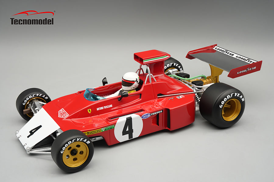 Tecnomodel - 1:18 Ferrari 312 B3 No.4 Arturo Merzario Canada GP 1973 - Broken Nose Cone - With Driver Figure - Limited Edition - Resin Model Car