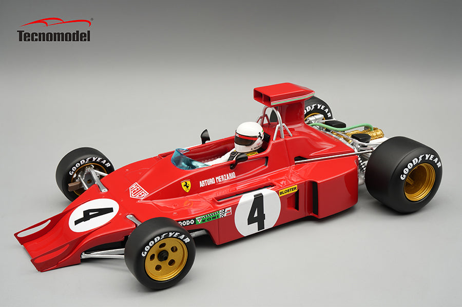 Tecnomodel 1:18 - Ferrari 312 B3 No.4 Arturo Merzario USA GP 1973 - With Driver Figure - Limited Edition - Resin Model Car