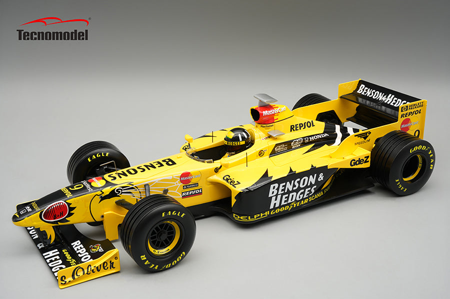Tecnomodel 1:18 Jordan 198 Honda MF-301 HC No.9 Winner Belgian GP 1998 Damon Hill - With Driver Figure - Limited Edition - Resin Model Car