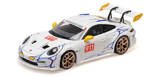 Minichamps 1:18 PORSCHE 911 (992) GT3RS – 2023 – White/Yellow Decor - Diecast Model
