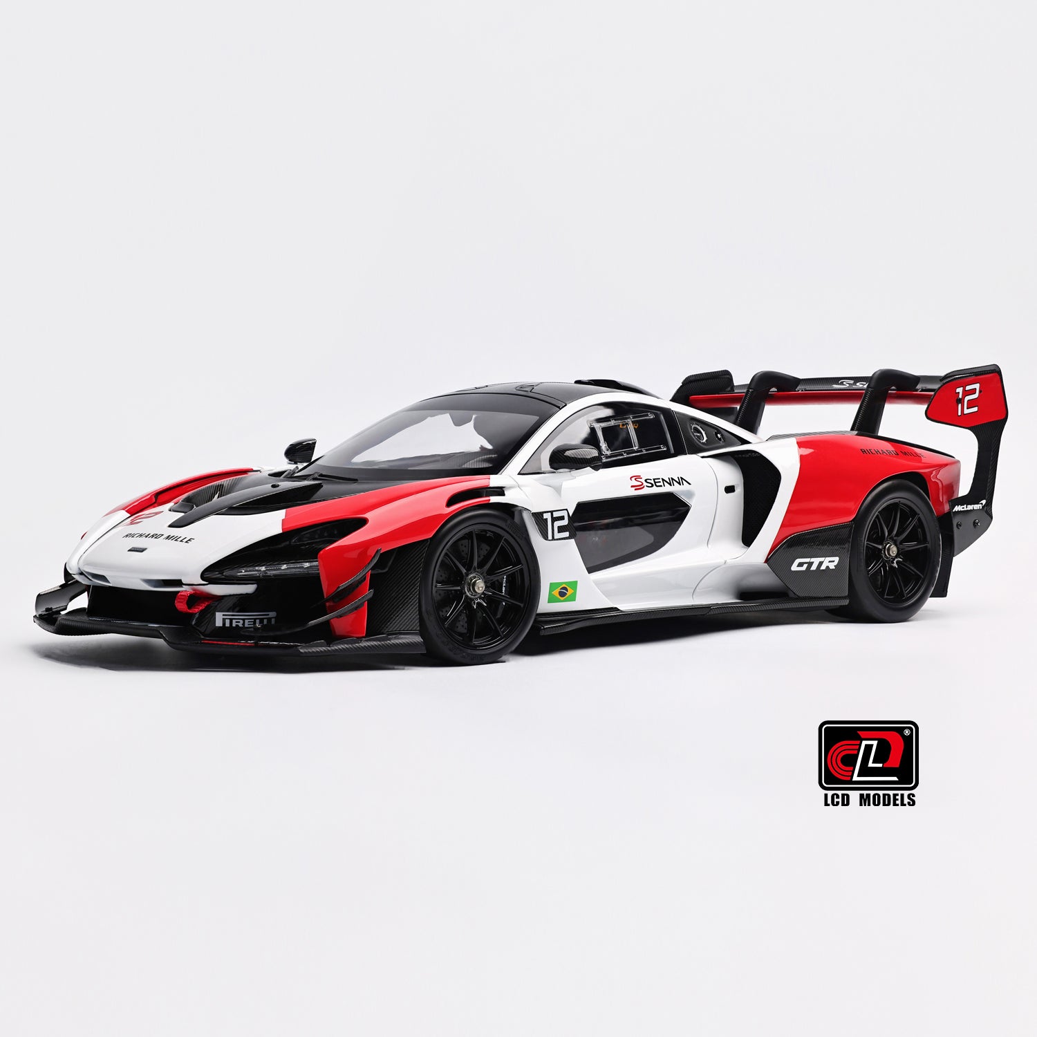 LCD 1:18 - McLaren Senna GTR (Red and white) with Decals - Diecast Model Car