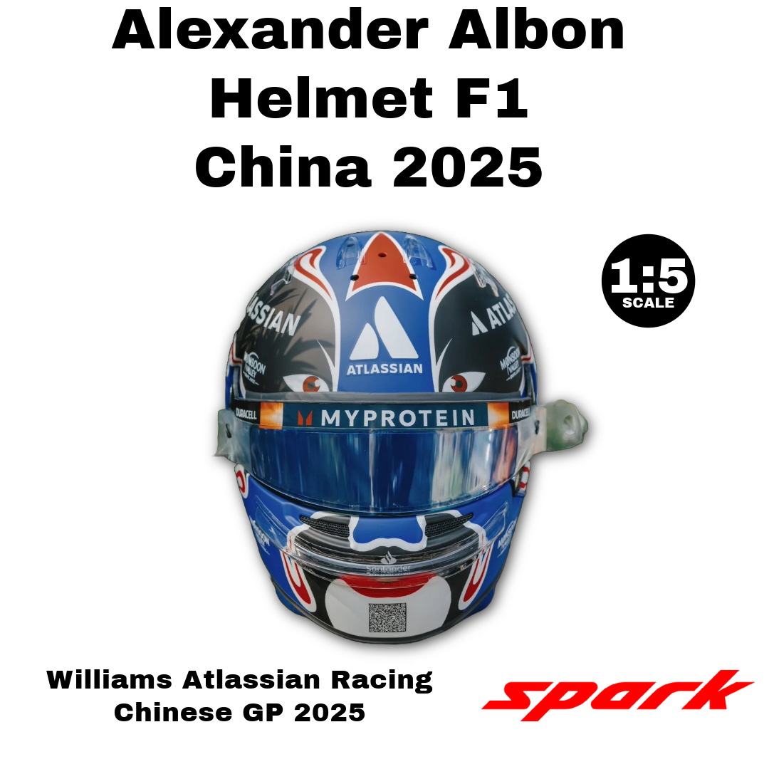 Spark 1:5 - Alexander Albon Helmet F1 Team Williams Atlassian Racing Chinese GP 2025 - Resin Model