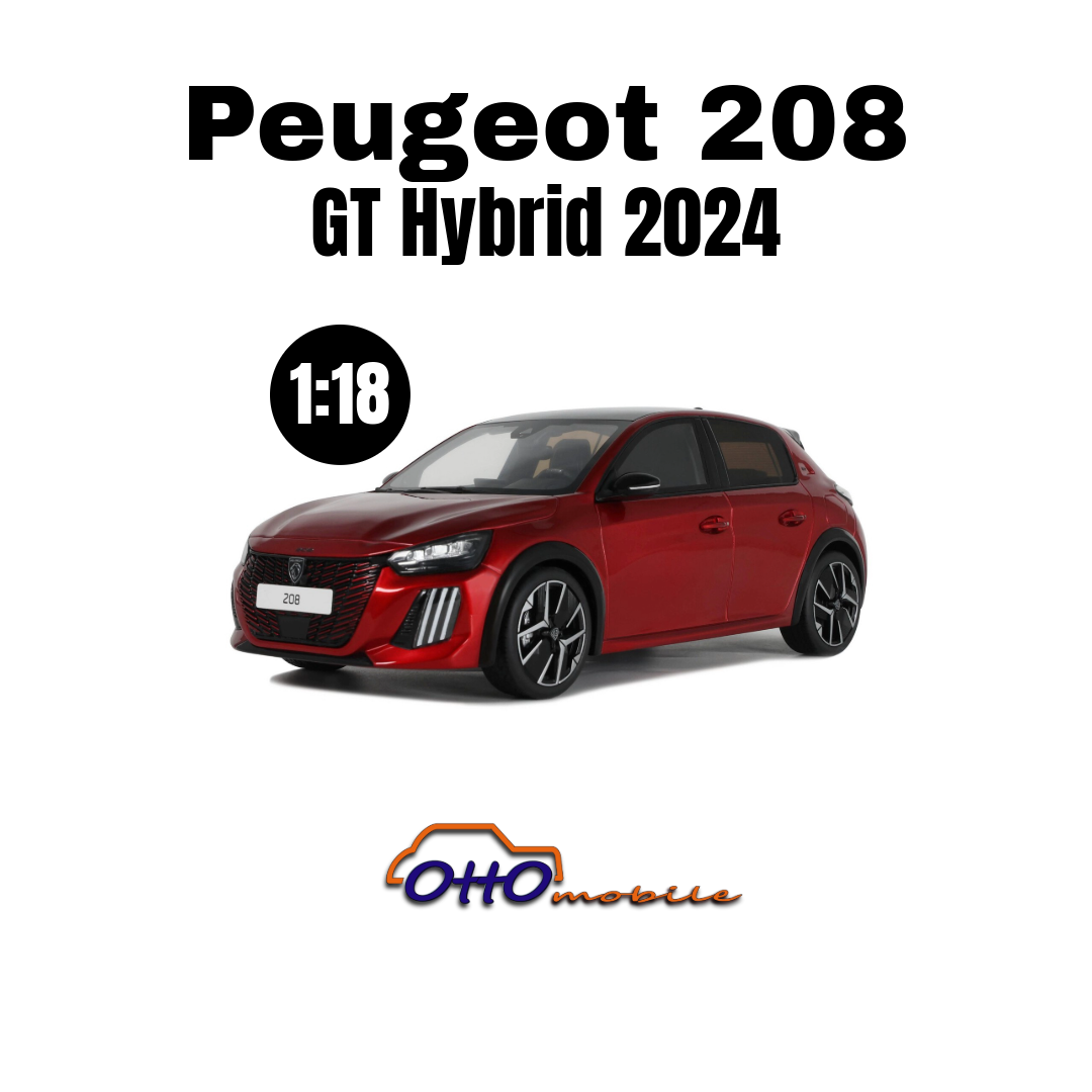 Otto Mobile 1:18 Peugeot 208 GT Hybrid Red Elixir 2024 - Limited Edition Resin Model