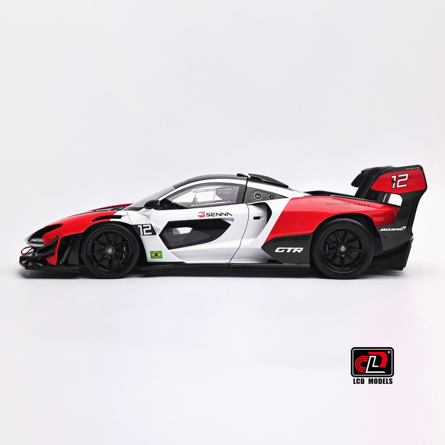 LCD 1:18 - McLaren Senna GTR (Red and white) with Decals - Diecast Model Car