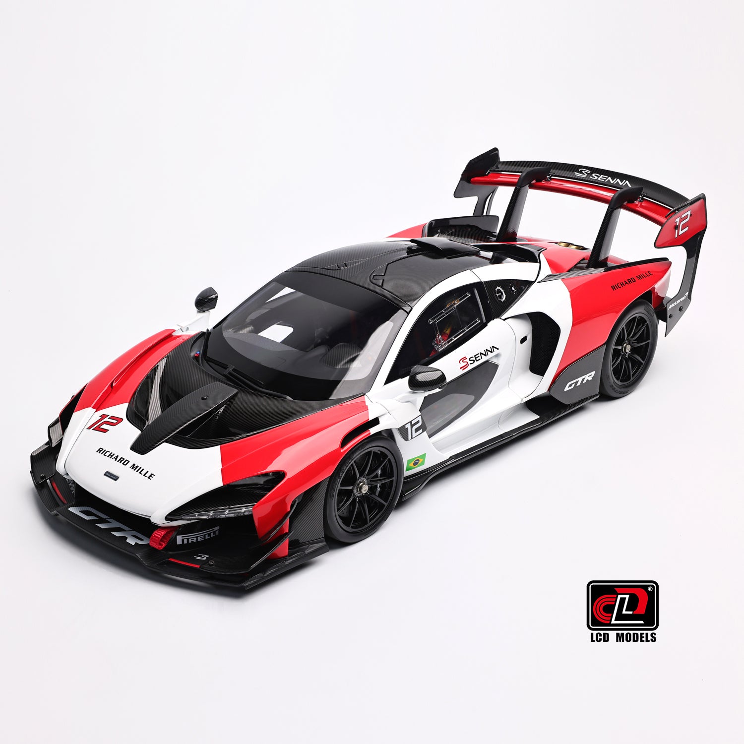 LCD 1:18 - McLaren Senna GTR (Red and white) with Decals - Diecast Model Car
