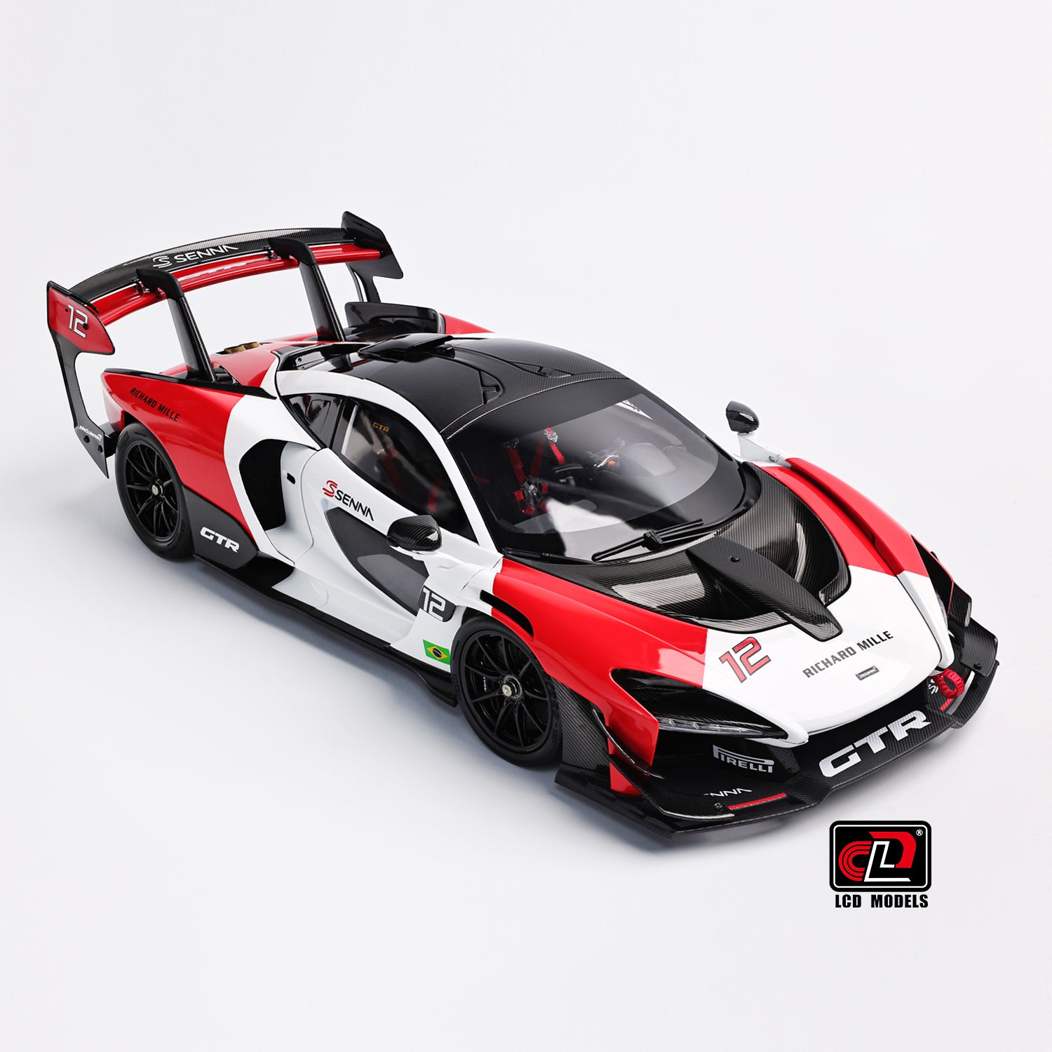 LCD 1:18 - McLaren Senna GTR (Red and white) with Decals - Diecast Model Car
