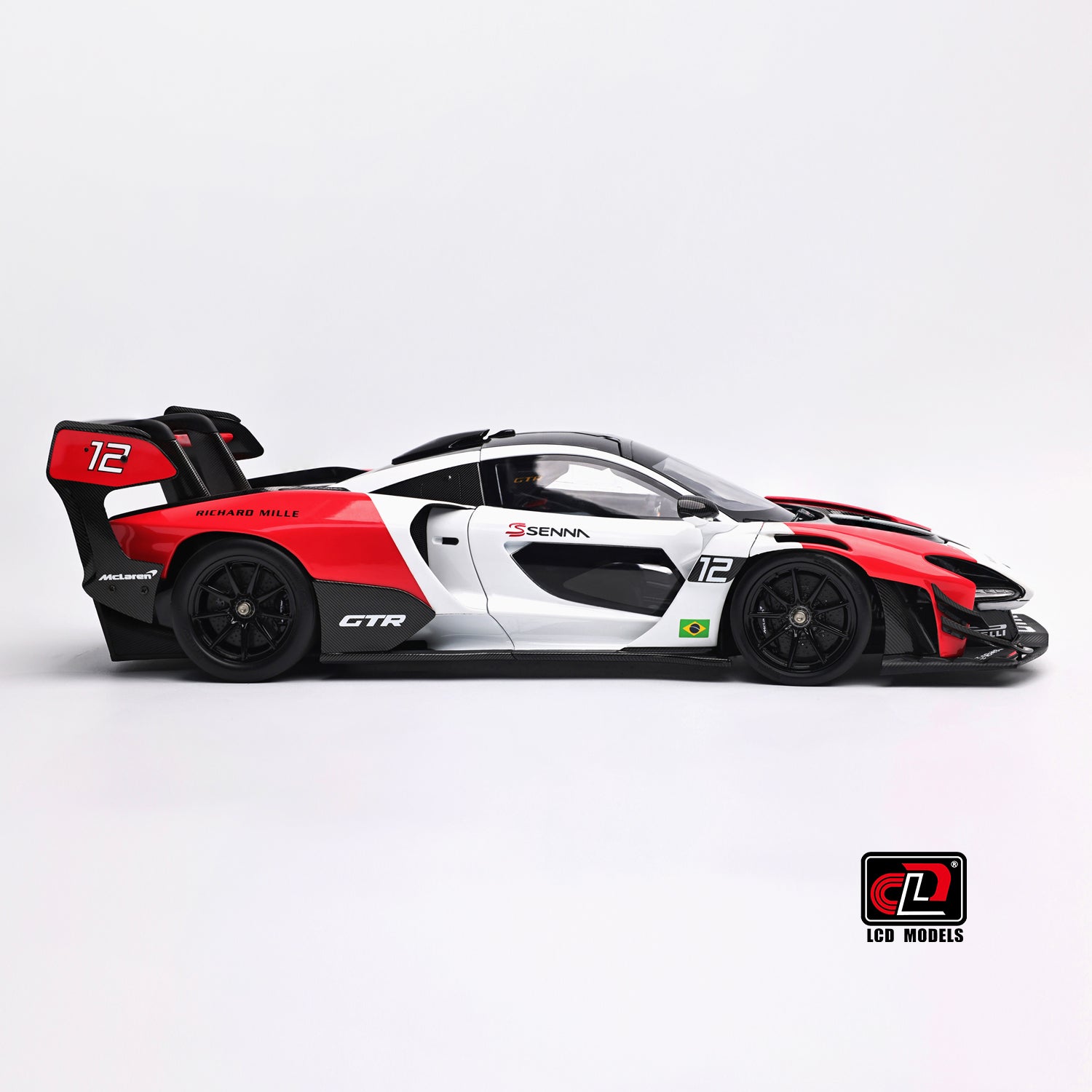 LCD 1:18 - McLaren Senna GTR (Red and white) with Decals - Diecast Model Car