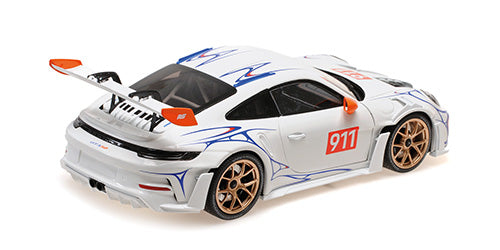 Minichamps 1:18 PORSCHE 911 (992) GT3RS – 2023 – White/Orange Decor - Diecast Model