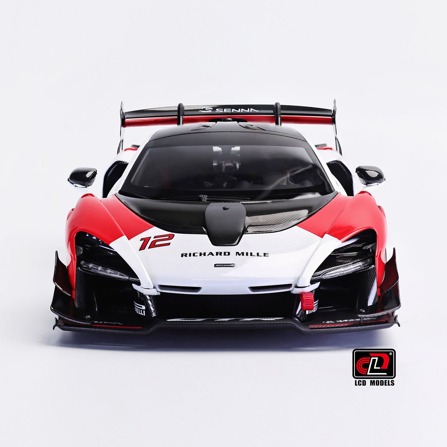LCD 1:18 - McLaren Senna GTR (Red and white) with Decals - Diecast Model Car