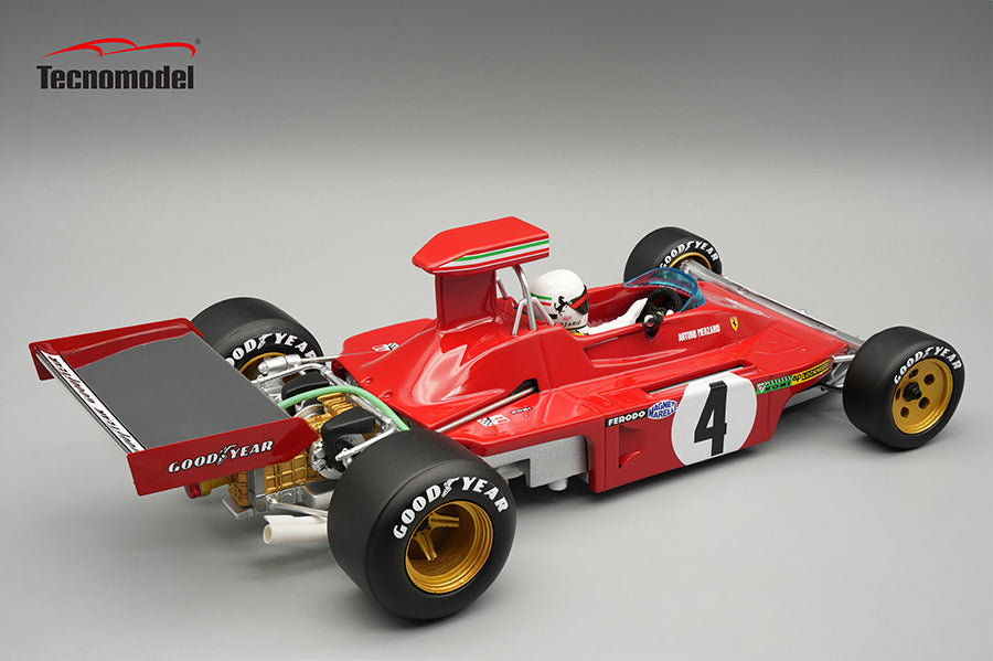 Tecnomodel - 1:18 Ferrari 312 B3 No.4 Arturo Merzario Canada GP 1973 - Broken Nose Cone - With Driver Figure - Limited Edition - Resin Model Car