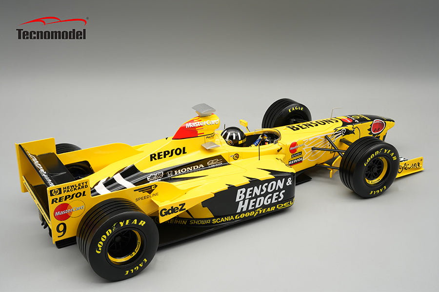Tecnomodel 1:18 Jordan 198 Honda MF-301 HC No.9 Winner Belgian GP 1998 Damon Hill - With Driver Figure - Limited Edition - Resin Model Car