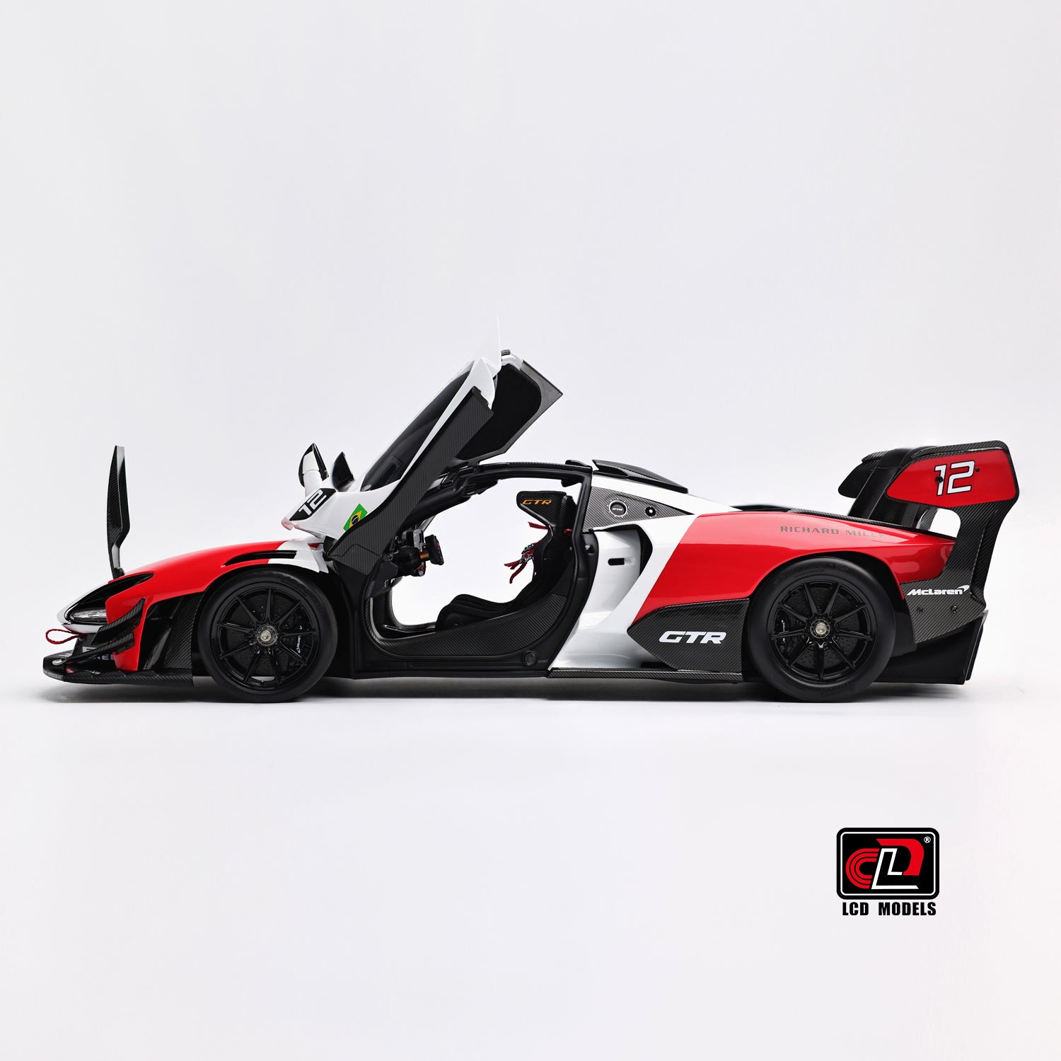 LCD 1:18 - McLaren Senna GTR (Red and white) with Decals - Diecast Model Car