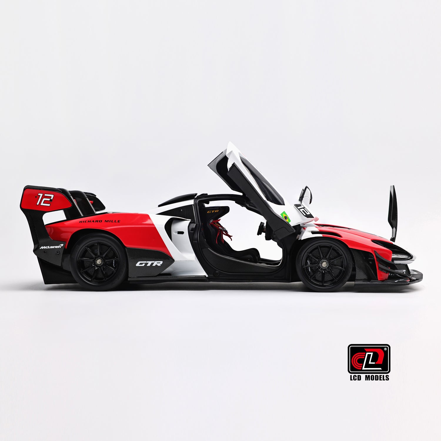 LCD 1:18 - McLaren Senna GTR (Red and white) with Decals - Diecast Model Car