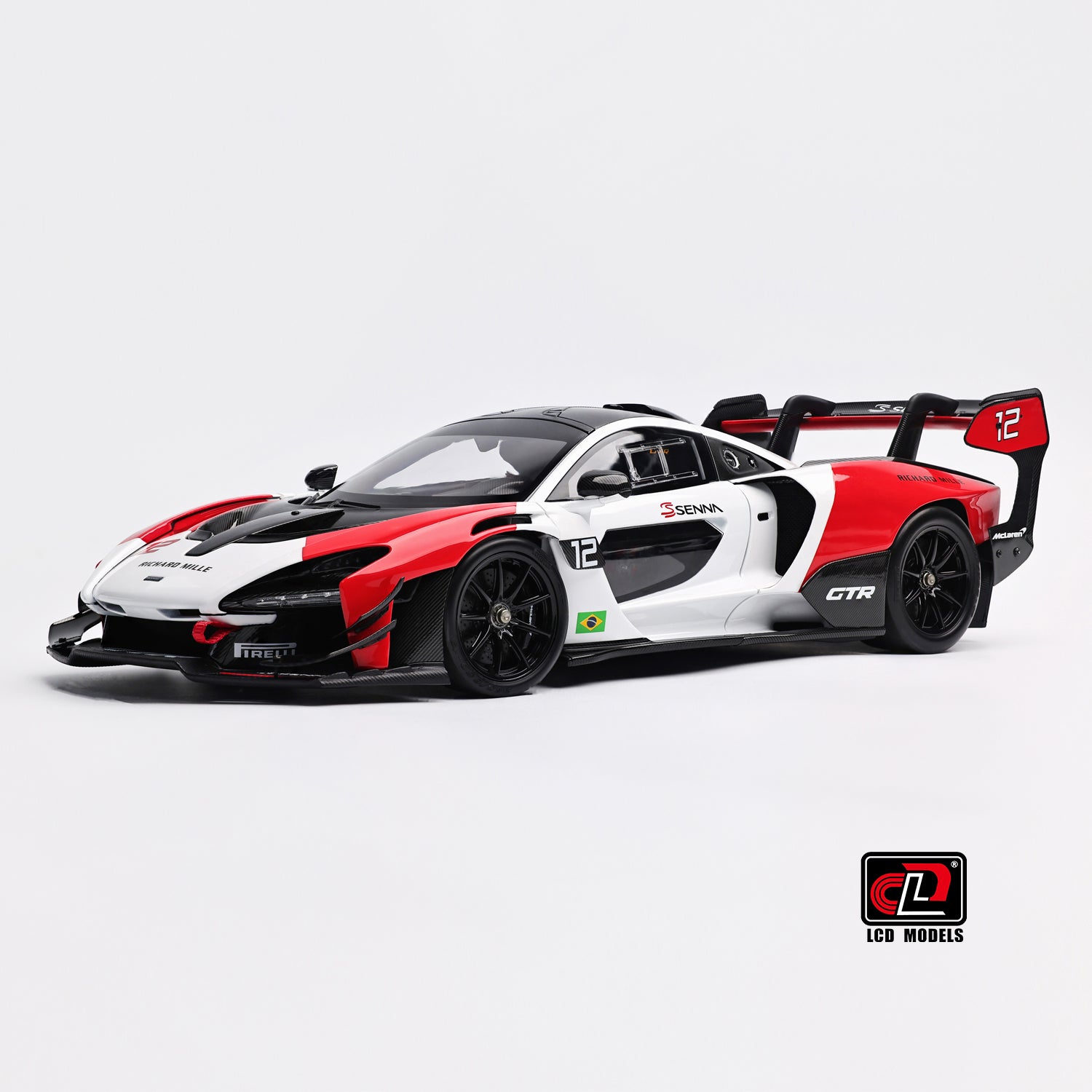 LCD 1:18 - McLaren Senna GTR (Red and white) with Decals - Diecast Model Car