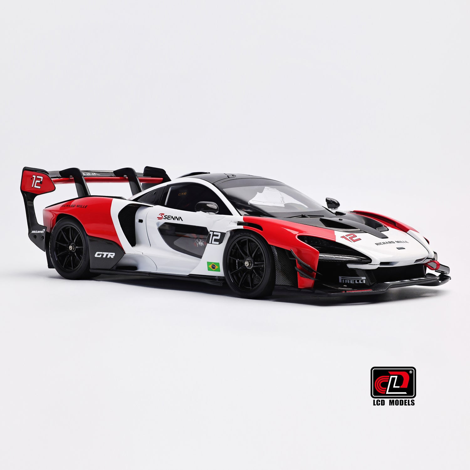 LCD 1:18 - McLaren Senna GTR (Red and white) with Decals - Diecast Model Car