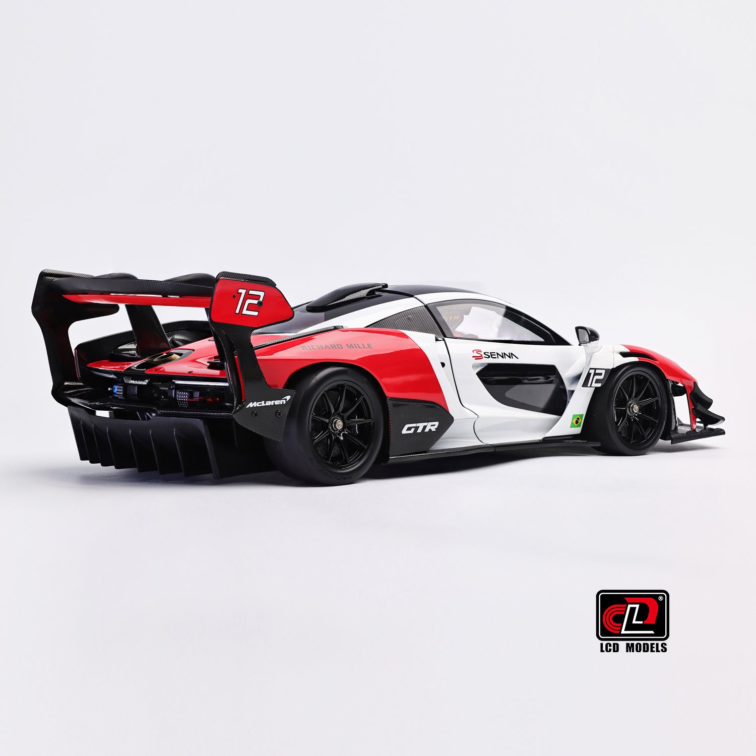 LCD 1:18 - McLaren Senna GTR (Red and white) with Decals - Diecast Model Car
