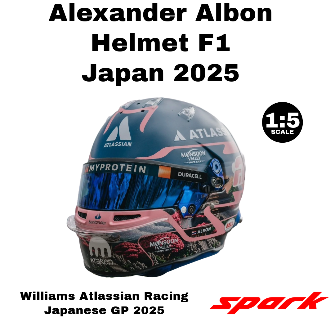 Spark 1:5 - Alexander Albon Helmet F1 Team Williams Atlassian Racing Japanese GP 2025 - Resin Model