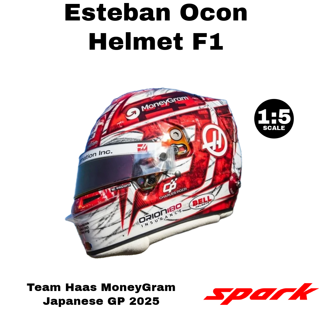 Spark 1:5 - Esteban Ocon Helmet F1 Team Haas MoneyGram Japanese GP 2025 - Resin Model