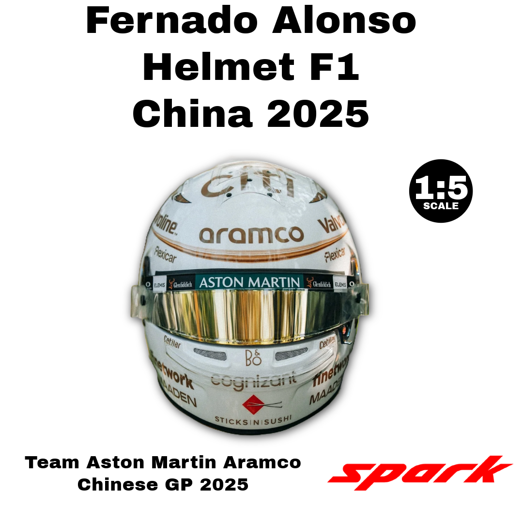 Spark 1:5 - Fernado Alonso Helmet F1 Team Aston Martin Aramco Chinese GP 2025 - Resin Model