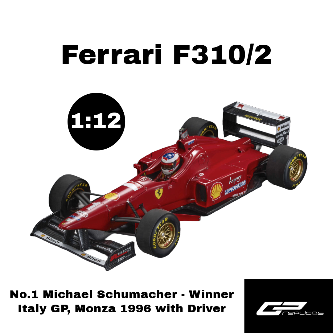 GP Replicas 1:12 Ferrari F310/2 (1996) - nr.1 Michael Schumacher - Winner Italy GP, Monza 1996 with Driver - Limited Edition - Resin Model