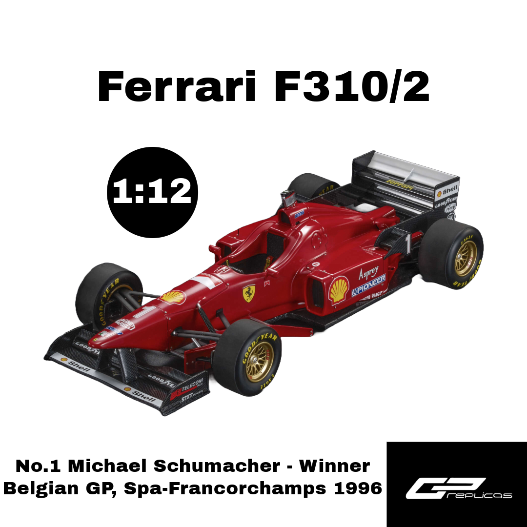 GP Replicas 1:12 Ferrari F310/2 (1996) - No.1 Michael Schumacher - Winner Belgian GP, Spa-Francorchamps 1996 - Limited Edition - Resin Model