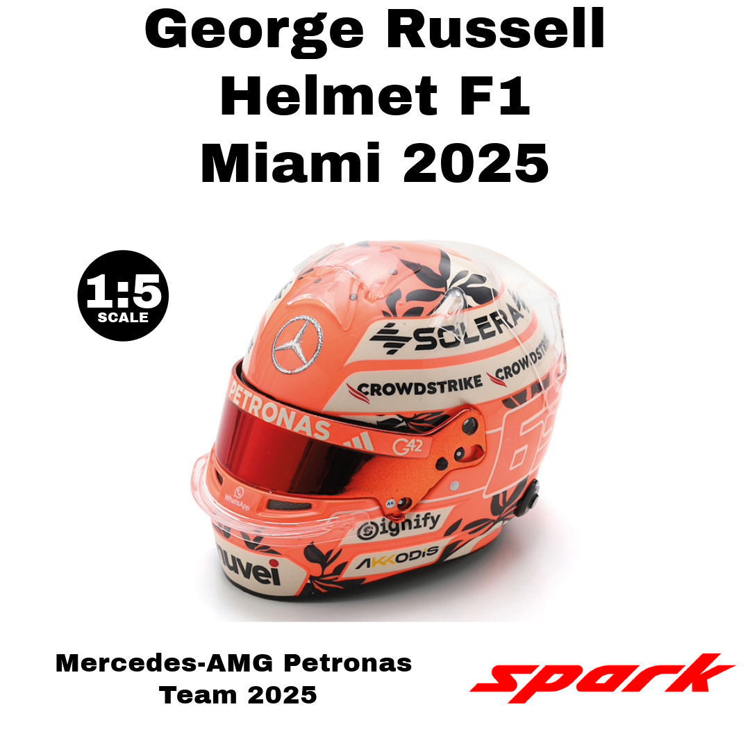 Spark 1:5 - George Russell Helmet F1 Team Mercedes AMG Petronas Miami GP 2025 - Resin Model