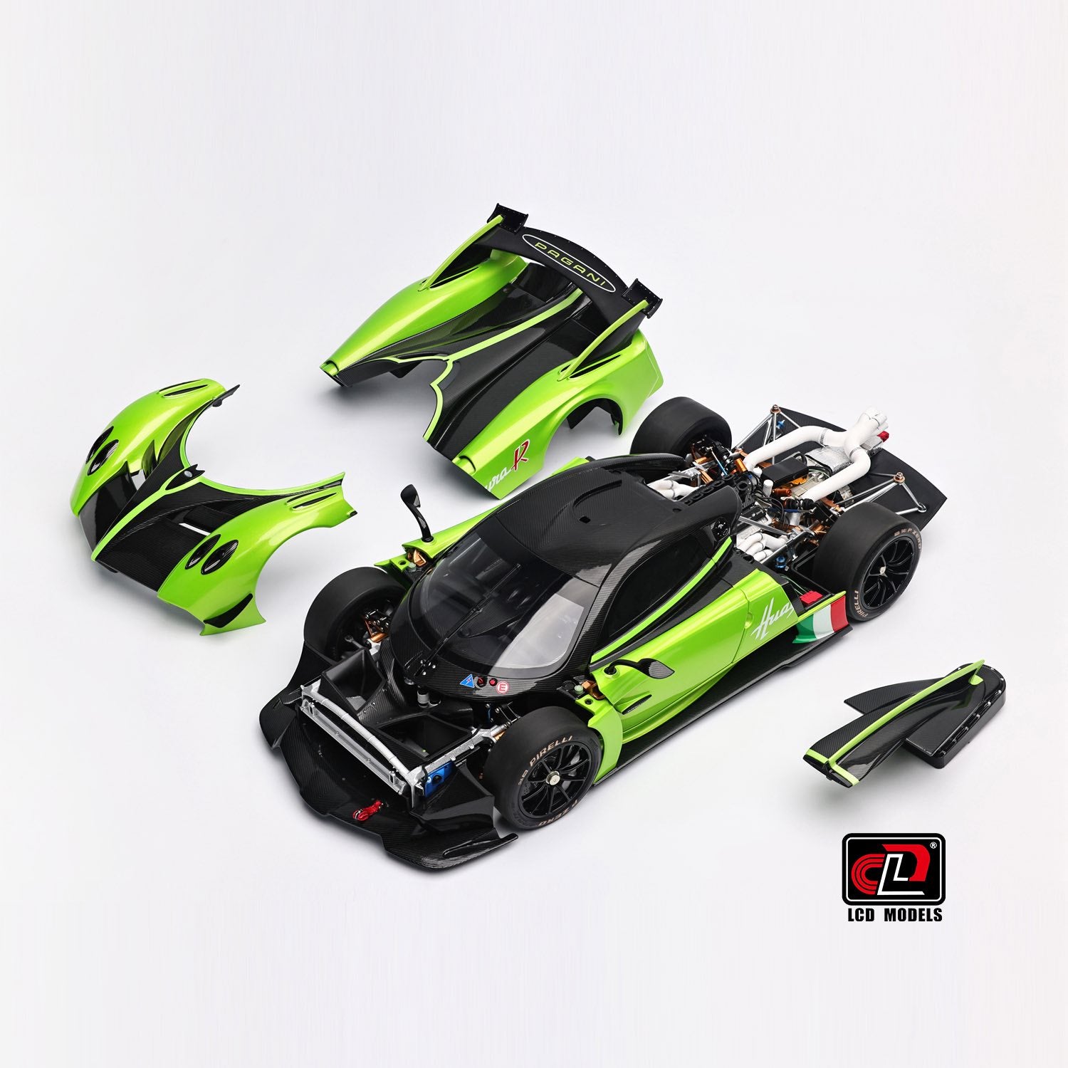 LCD 1:18 Pagani Huayra R Green - Diecast Model - Full Openings