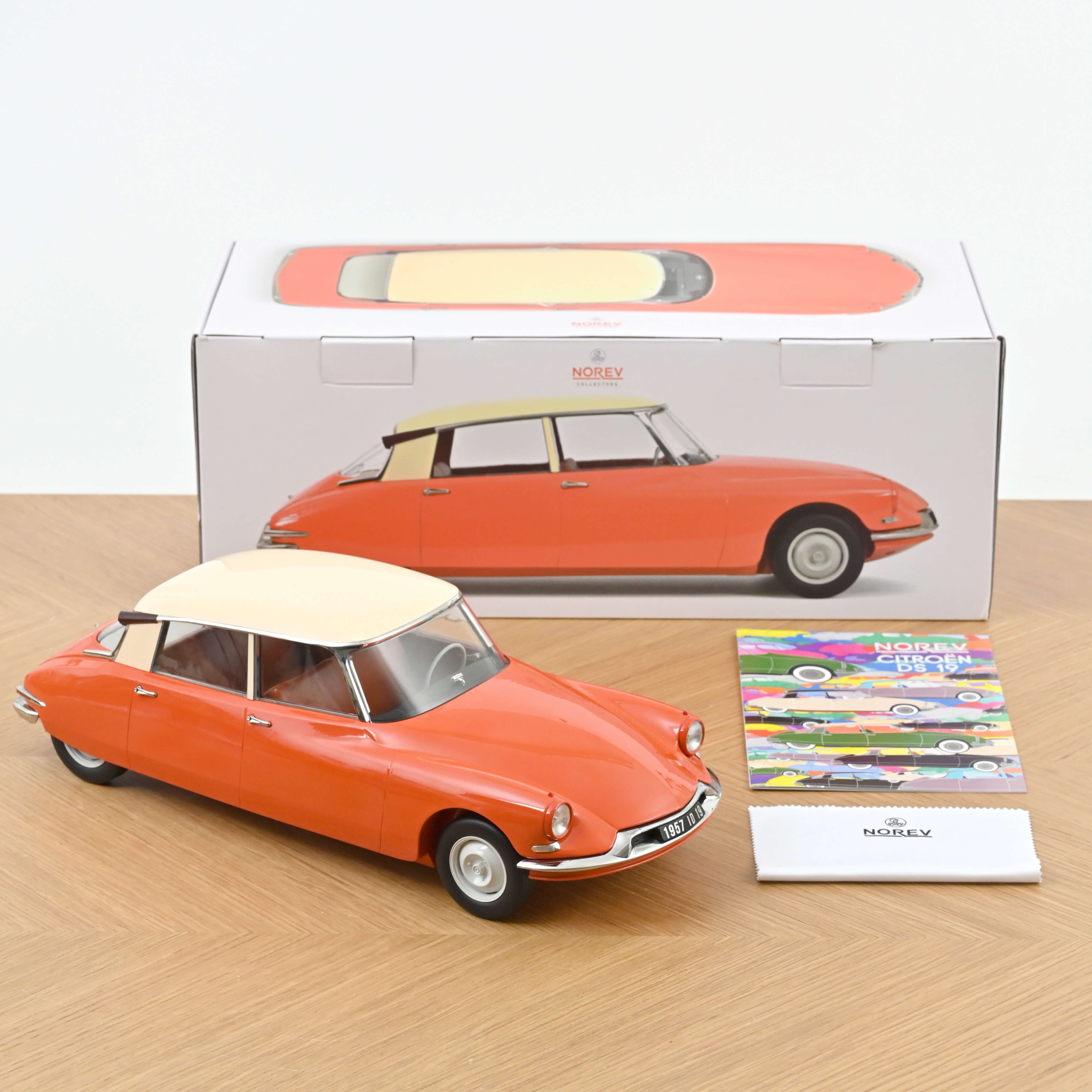 Norev 1:12 1957 Citroen ID 19 - Capucine Orange and Cream - Diecast Model